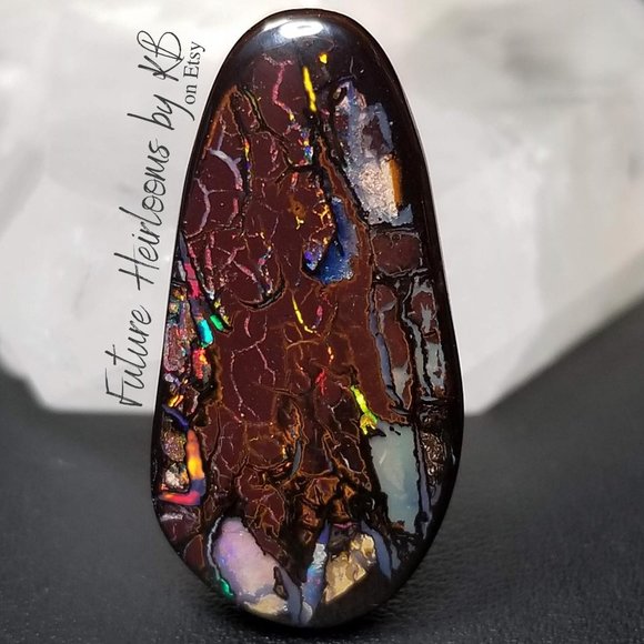 Incredible Australian Yowah Opal * 27.4 x 13.6 x 5.6mm * Fiery boulder opal cab - Picture 1 of 11
